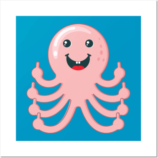 Octopus. Middle finger tentacles Posters and Art